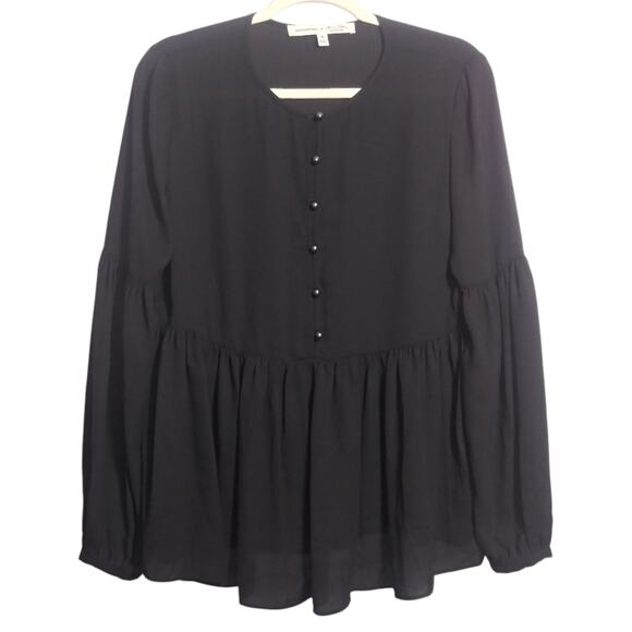 Banana Republic X Olivia Palermo Black Empire Sleek Blouse Top Size Small - Picture 2 of 9